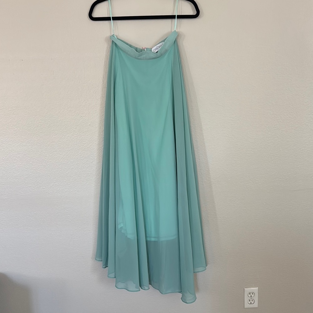 Chicwish Green Maxi A-Line Skirt Asymmetrical High-Low